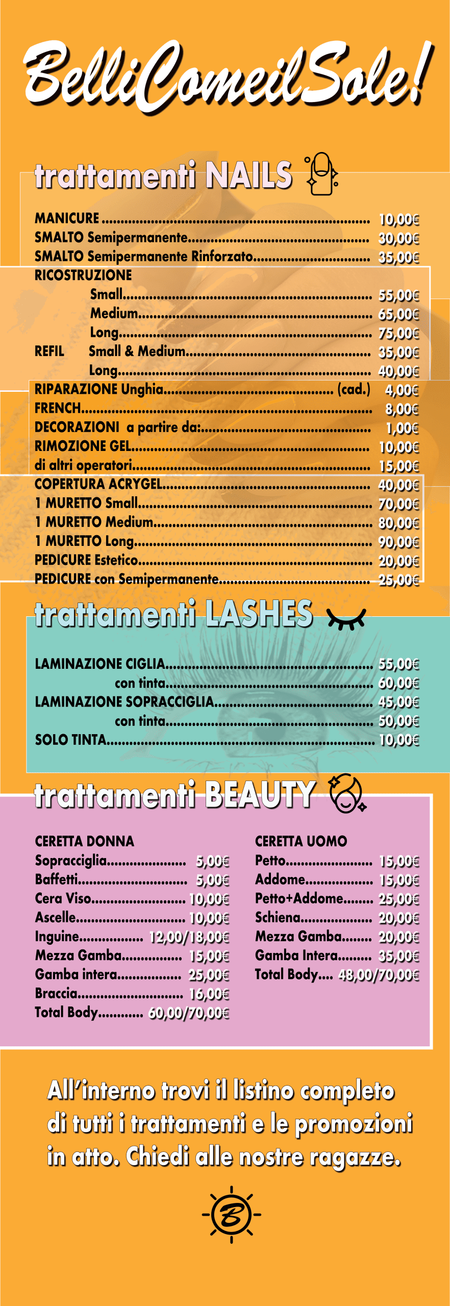 listino prezzi Bellicomeilsole